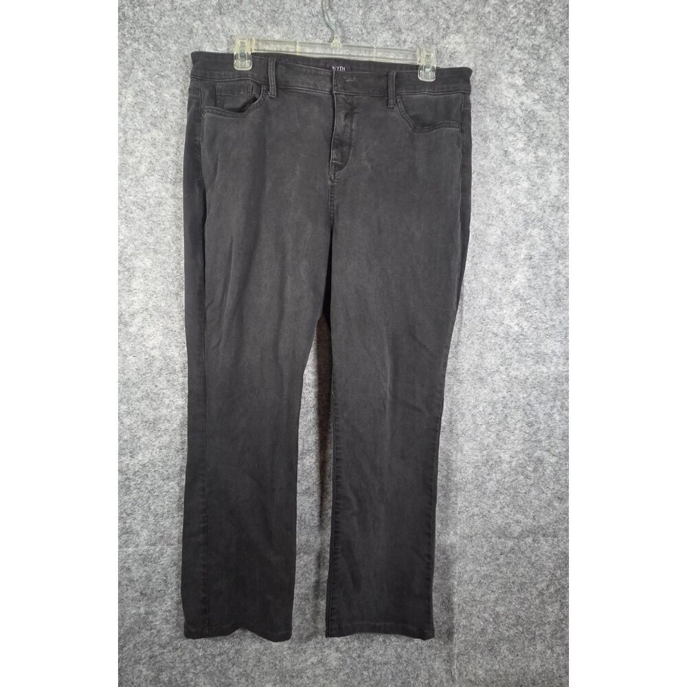 NYDJ Women's Marilyn Straight LEg Slimming  Denim Jeans Black Size 18
